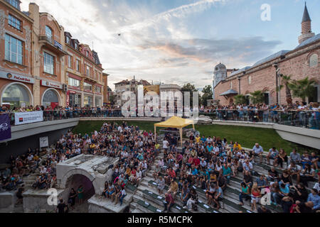 PLOVDIV, BULGARIA - AUGUST 19, 2016 - First drone festival in Plovdiv, Bulgaria. The event includes music and dance performances, drone flying demonst Stock Photo