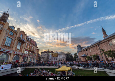 PLOVDIV, BULGARIA - AUGUST 19, 2016 - First drone festival in Plovdiv, Bulgaria. The event includes music and dance performances, drone flying demonst Stock Photo