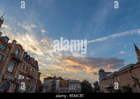 PLOVDIV, BULGARIA - AUGUST 19, 2016 - First drone festival in Plovdiv, Bulgaria. The event includes music and dance performances, drone flying demonst Stock Photo