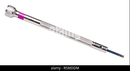 steel precision screwdriver isolated on white Stock Photo