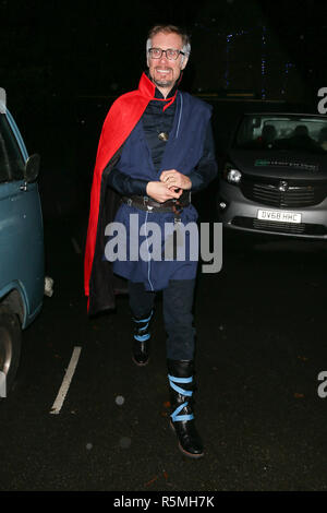 Celebrities leaving Jonathan Ross’ annual Halloween party in London  Featuring: Stephen Merchant Where: London, United Kingdom When: 01 Nov 2018 Credit: WENN.com Stock Photo