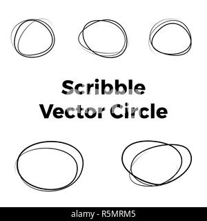 Concentric irregular circles, circular element with random scribble, sketchy feel. Abstract geometric element Stock Photo