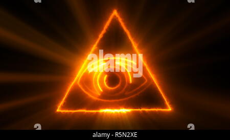 Abstract background with The Eye of Providence. Seamless loop digital backdrop Stock Photo