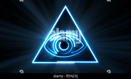 Abstract background with The Eye of Providence. Seamless loop digital backdrop Stock Photo