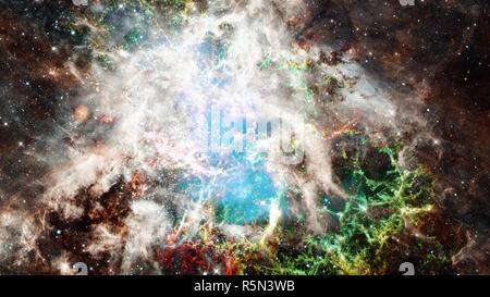 Crab Nebula and galaxies. Elements of this image furnished by NASA. Stock Photo