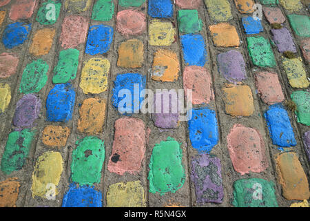 Colorful Walking Path at La Boca Neighborhood in Buenos Aires of Argentina Stock Photo