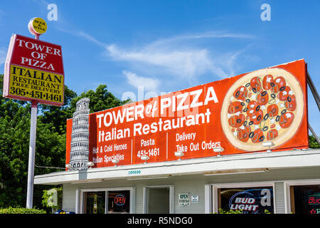 Florida Florida Keys,Islamorada,US highway Route 1,Overseas Highway,Tower of Pizza Italian,restaurant restaurants food dining cafe cafes,pizzeria,adve Stock Photo