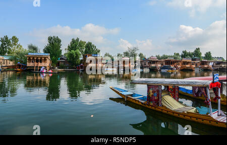 Srinagar, India - Jul 2, 2015. Landscape of Dal Lake in Srinagar, India. The lake, situated in the northeast of Srinagar, is one of the most beautiful Stock Photo