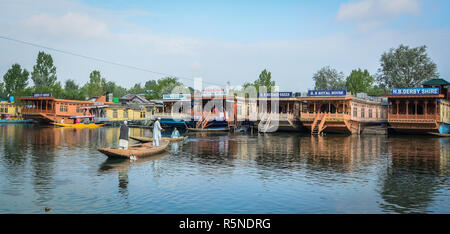 Srinagar, India - Jul 2, 2015. Landscape of Dal Lake in Srinagar, India. The lake, situated in the northeast of Srinagar, is one of the most beautiful Stock Photo