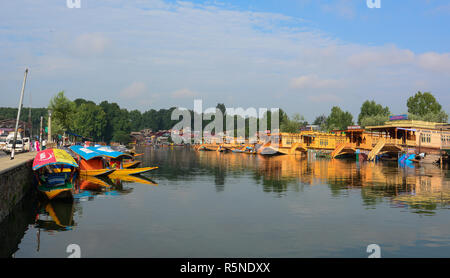 Srinagar, India - Jul 2, 2015. Landscape of Dal Lake in Srinagar, India. The lake, situated in the northeast of Srinagar, is one of the most beautiful Stock Photo