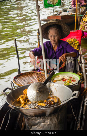 Fried Bananas At The Damnoen Saduak Floating Market In Thailand 