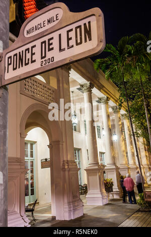Miami Florida,Coral Gables,Miracle Mile,street sign,Ponce de Leon,Miracle Mile,Westin Colonnade,hotel hotels lodging inn motel motels,building,visitor Stock Photo