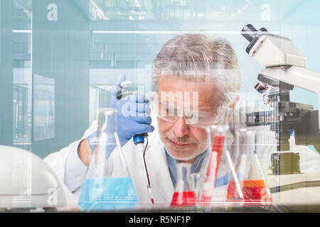 Senior life science research researching in modern scientific laboratory. Stock Photo