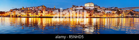 Porto twilight panoramic view, Portugal Stock Photo