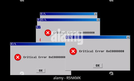 Critical error. Old interface design Stock Photo
