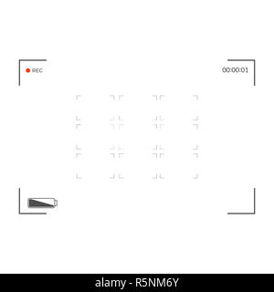 White and black viewfinder camera recording. Modern camera focusing screen. Vector illustration Stock Photo