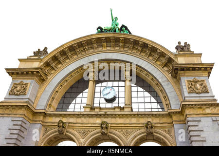 Lucerne, Switzerland - The arch in front of the entrance to the Lucerne railway station. This arch was once the main portal of the old Lucerne railway station, destroyed by fire in 1971 Stock Photo