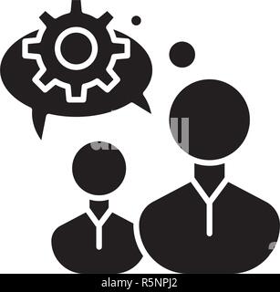 Engineering thinking black icon, vector sign on isolated background. Engineering thinking concept symbol, illustration  Stock Vector