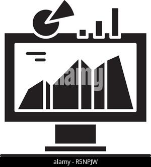 Business indicator system black icon, vector sign on isolated background. Business indicator system concept symbol, illustration  Stock Vector