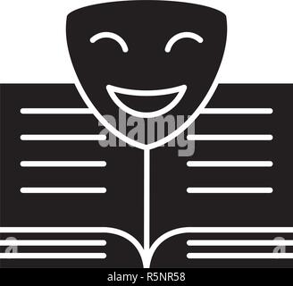 Comedy black icon, vector sign on isolated background. Comedy concept symbol, illustration  Stock Vector