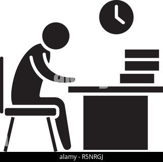 Working day black icon, vector sign on isolated background. Working day concept symbol, illustration  Stock Vector