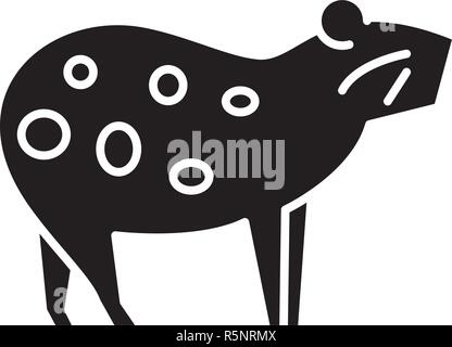 Guinea pig black icon, vector sign on isolated background. Guinea pig concept symbol, illustration  Stock Vector