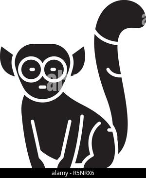 Lemur black icon, vector sign on isolated background. Lemur concept symbol, illustration  Stock Vector