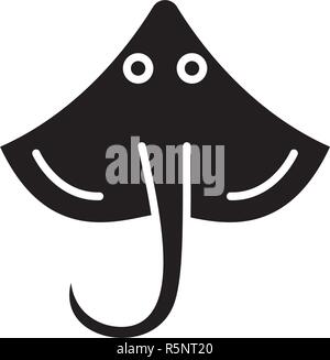 Stingray black icon, vector sign on isolated background. Stingray concept symbol, illustration  Stock Vector