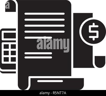 Financial instructions black icon, vector sign on isolated background. Financial instructions concept symbol, illustration  Stock Vector