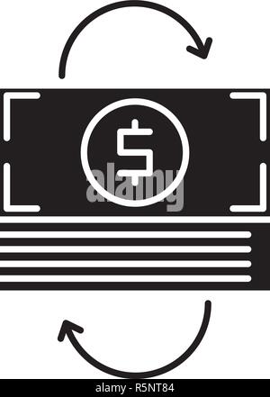 Refinancing black icon, vector sign on isolated background. Refinancing concept symbol, illustration  Stock Vector