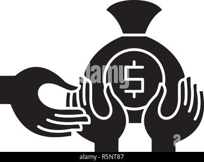 Financial fraud black icon, vector sign on isolated background. Financial fraud concept symbol, illustration  Stock Vector