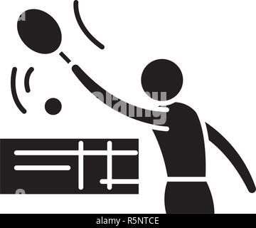 Tenis black icon, vector sign on isolated background. Tenis concept symbol, illustration  Stock Vector