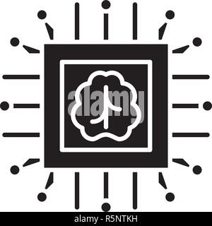 Artificial intelligence technologies black icon, vector sign on isolated background. Artificial intelligence technologies concept symbol, illustration  Stock Vector