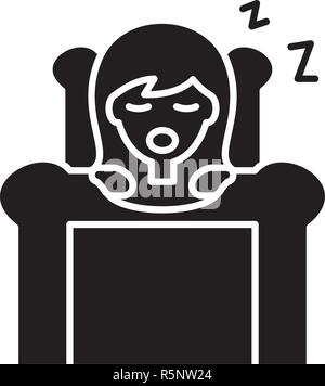 Deep sleep black icon, vector sign on isolated background. Deep sleep concept symbol, illustration  Stock Vector