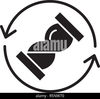 Waiting time black icon, vector sign on isolated background. Waiting time concept symbol, illustration  Stock Vector