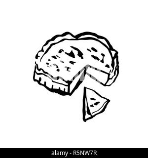 Cheesecake icon. Sweet cake pie grunge brush vector illustration. Stock Vector