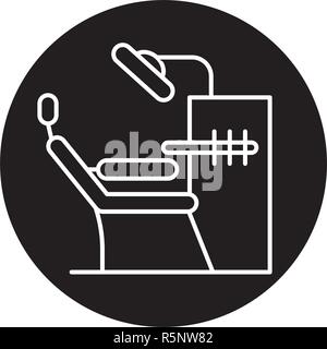 Dentist office black icon, vector sign on isolated background. Dentist office concept symbol, illustration  Stock Vector