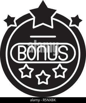Bonus chip black icon, vector sign on isolated background. Bonus chip concept symbol, illustration  Stock Vector