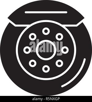 Car brake pads black icon, vector sign on isolated background. Car brake pads concept symbol, illustration  Stock Vector