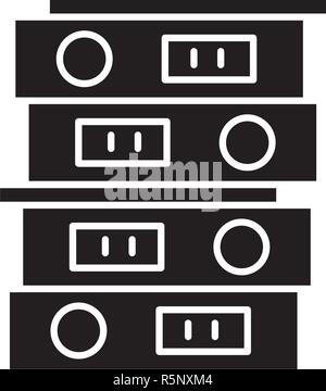 Business archive black icon, vector sign on isolated background. Business archive concept symbol, illustration  Stock Vector
