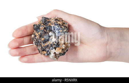 top view of mineral ore on female palm Stock Photo