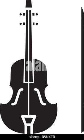 Violin black icon, vector sign on isolated background. Violin concept symbol, illustration  Stock Vector