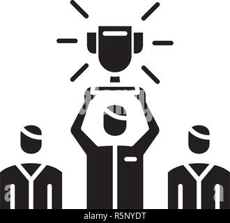 Team leader black icon, vector sign on isolated background. Team leader concept symbol, illustration  Stock Vector