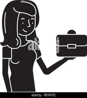 Franchise for women black icon, vector sign on isolated background. Franchise for women concept symbol, illustration  Stock Vector