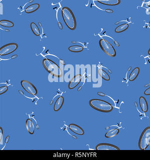 Retro Bicycles Silhouettes Seamless Pattern Stock Photo