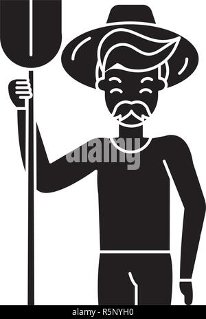Agronomist black icon, vector sign on isolated background. Agronomist concept symbol, illustration  Stock Vector