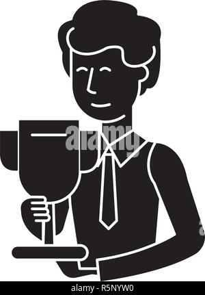 Science grant black icon, vector sign on isolated background. Science grant concept symbol, illustration  Stock Vector