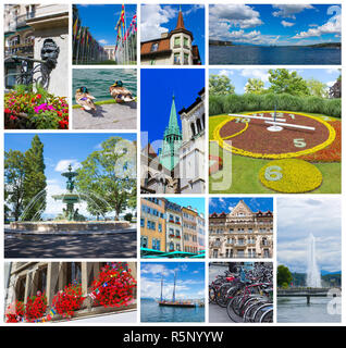 The collage from images of Geneva, Switzerland Stock Photo