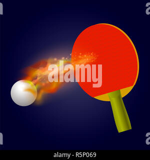 Table Tennis Racket and Ball Stock Photo