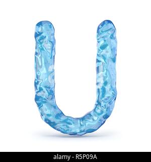 Ice font letter U 3D Stock Photo